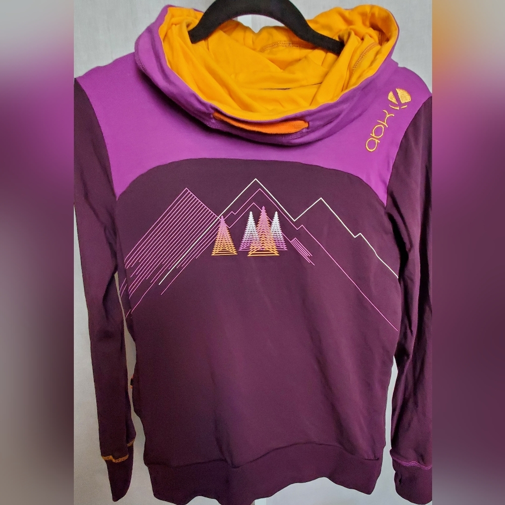 Women's abk Hooded Pullover Pink Orange Burgundy Mountain Size M Hiking Climbing